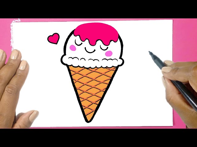 Como Desenhar Um Sorvete Fofo Sorvete De Faces Bonitas. Desenho
