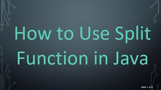How to Use Split Function in Java