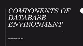 COMPONENTS OF DATABASE ENVIRONMENT