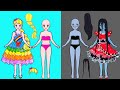 Paper Dolls Dress Up - Rainbow Rapunzel Mother & Daughter Sadako Dress - Barbie Story & Crafts