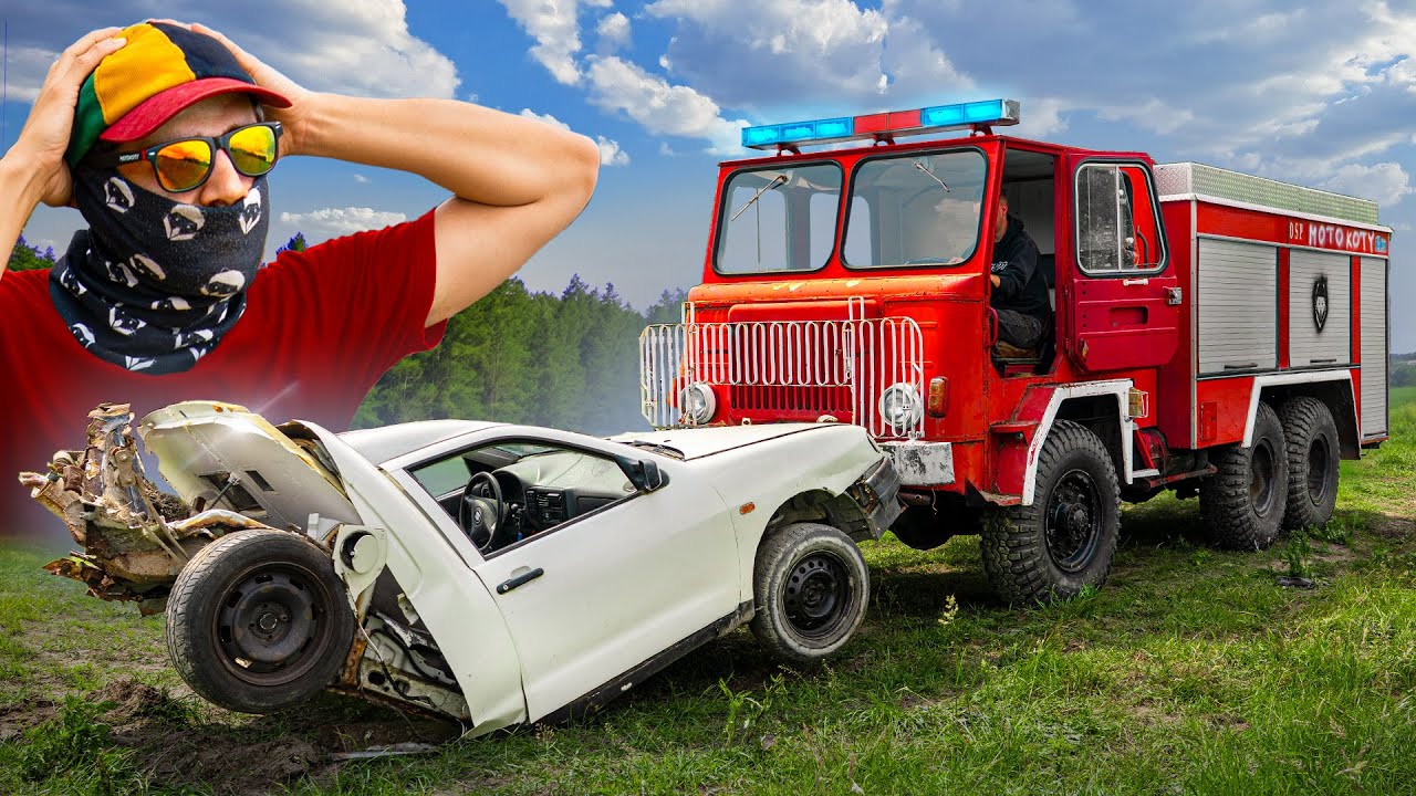 Zmiażdżyliśmy auto wozem strażackim STAR 660