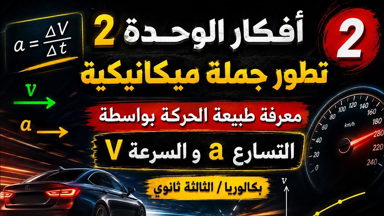 الوحدة 2 - تطور جملة ميكانيكية - تحديد طبيعة الحركة (متسارعة ، متباطئة) فزياء الثالثة ثانوي بكالوريا
