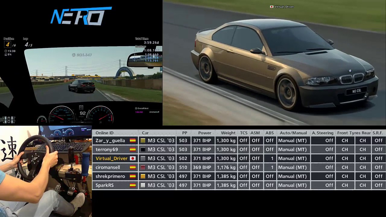 GT6 : M3 CSL - Tsukuba (online) Cockpit camera