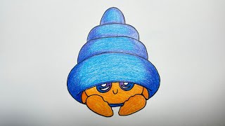 Let’s draw a Hermit Crab- Crabby but cute!