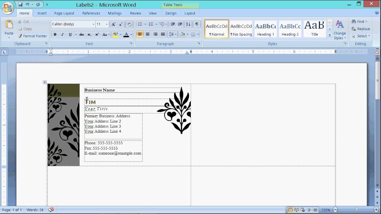 Making Business Cards In Word YouTube
