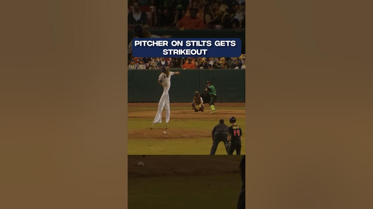 Pitcher on Stilts Strikes out batter Savannah Bananas shorts 