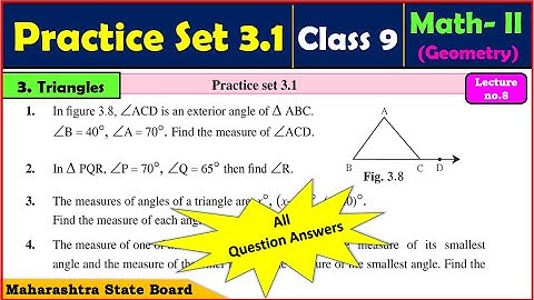 Practice set 3.1 Maths 2 Class 9 | Chapter 3 Triangles | Std 9th | Maths-2 | Geometry