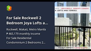 For Sale Rockwell 2 Bedroom Joya Lofts and Towers, Proscenium View
