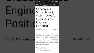 Capgemini hiring testing automation engineer 2026 apply now/#shorts #ytshorts