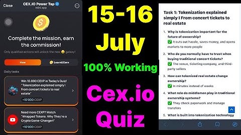 Cex.IO Quiz Answers Today 15 & 16 July | Cex.io Daily Quiz | Cex io daily combo | Cex.io daily quiz
