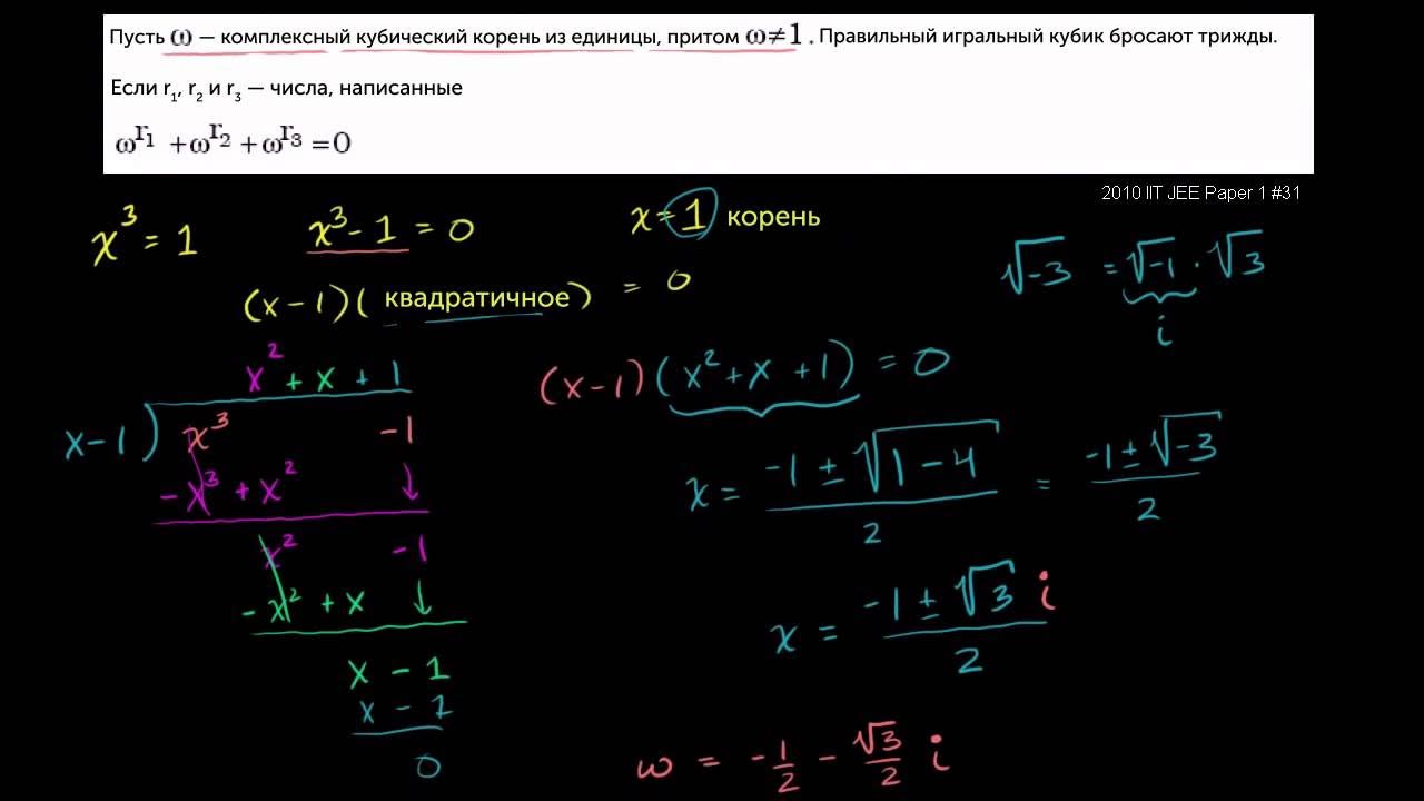 Комплексные корни многочлена. Кубический корень комплексного числа. Комплексные корни.