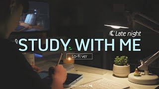 2-HOUR STUDY WITH ME Late night 🌙| Relaxing Lo-Fi, Rain sounds 🌧️| Pomodoro 50/10