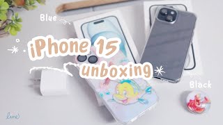 NEW! มาแกะกล่องไอโฟน 15 กัน สวยขนาดไหนมาดู! iPhone 15 (Black + Blue) 📱 | Unboxing + Decorating