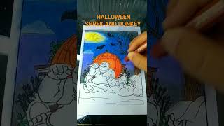 let s colouring HALLOWEEN SHREK AND DONKEY with crayon oil pastel by amandaart127