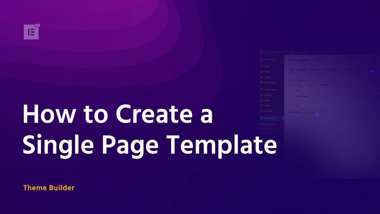 how to create a single page template create pages template