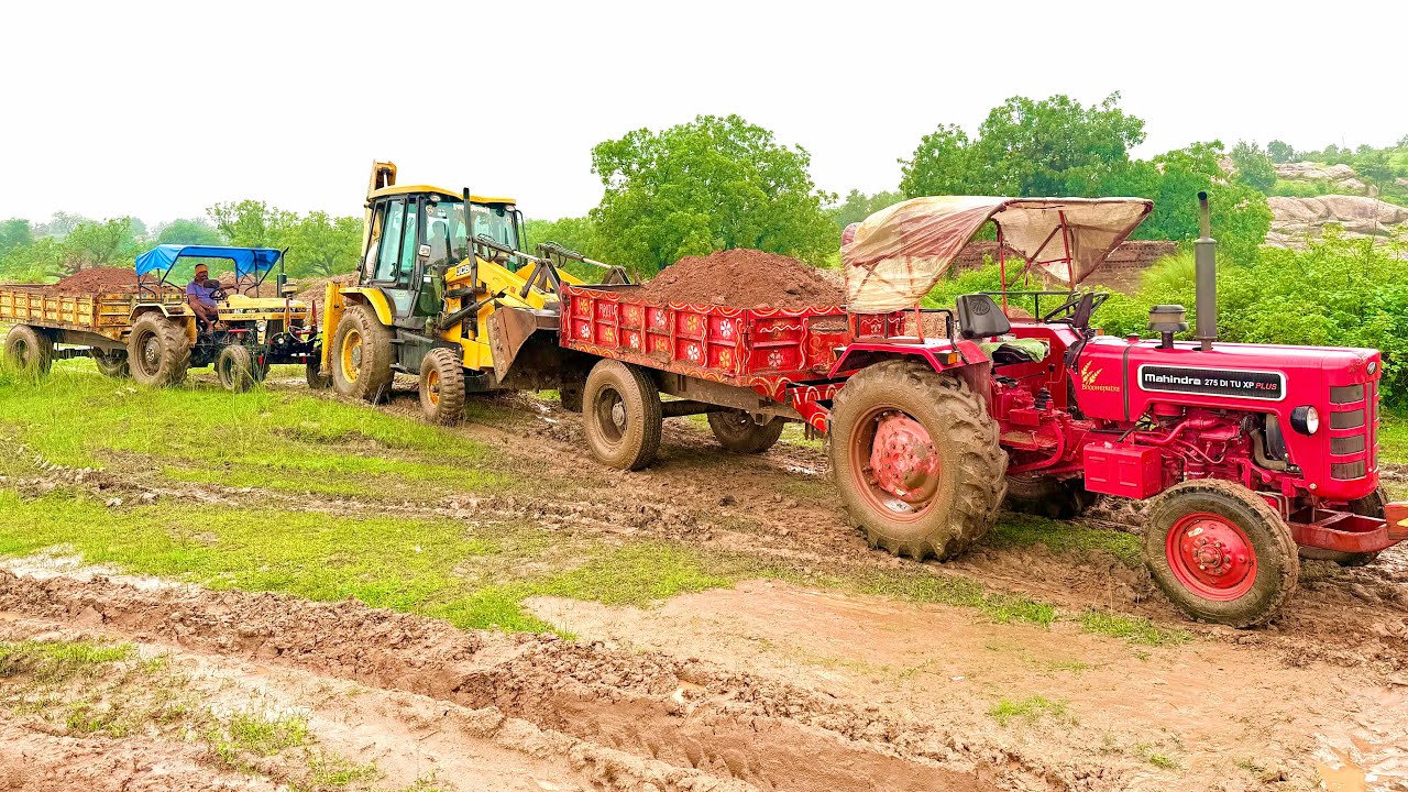 JCB 3dx Eco Loading Mud in Tractors | Mahindra 275 | ALT 3500 | Jcb Video #jcb #tractor