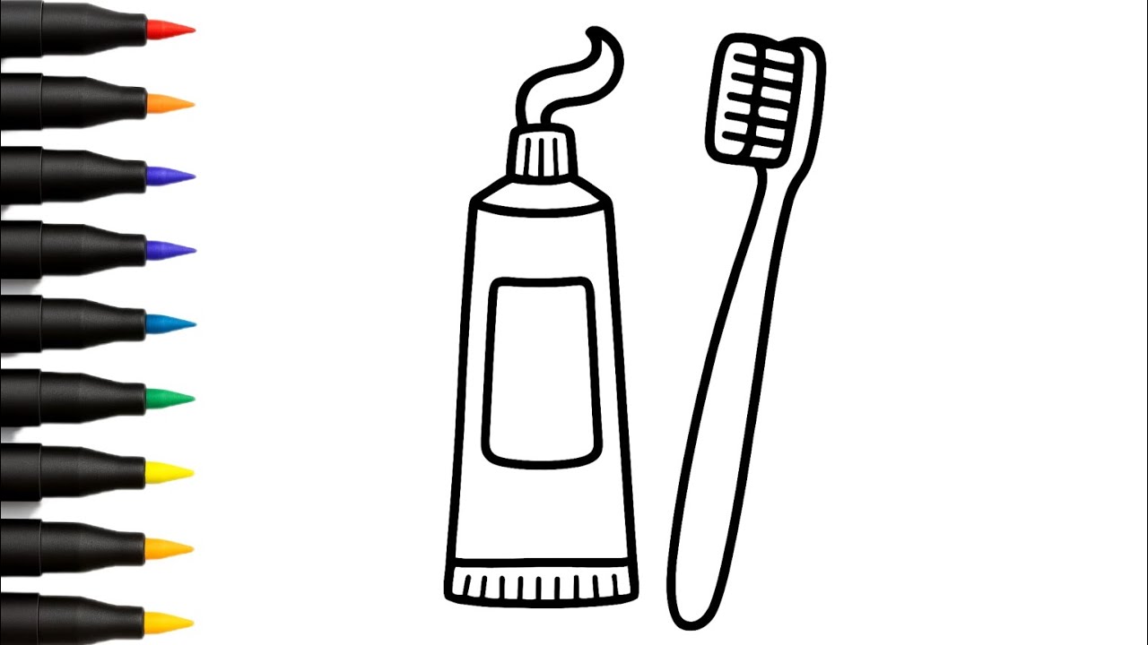 How to Draw Toothpaste and Toothbrush Step by Step | Easy Drawing for ...