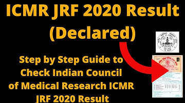 ICMR JRF 2020 Result (Declared)-How to Check Indian Council of Medical Research ICMR JRF 2020 Result