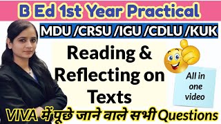 b.ed 1st year viva questions with answers in hindi|reading and reflecting on texts b.ed #crsu #mdu