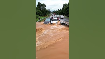 Moment the Road Almost Swept Away by Heavy Floods! #viral #shorts