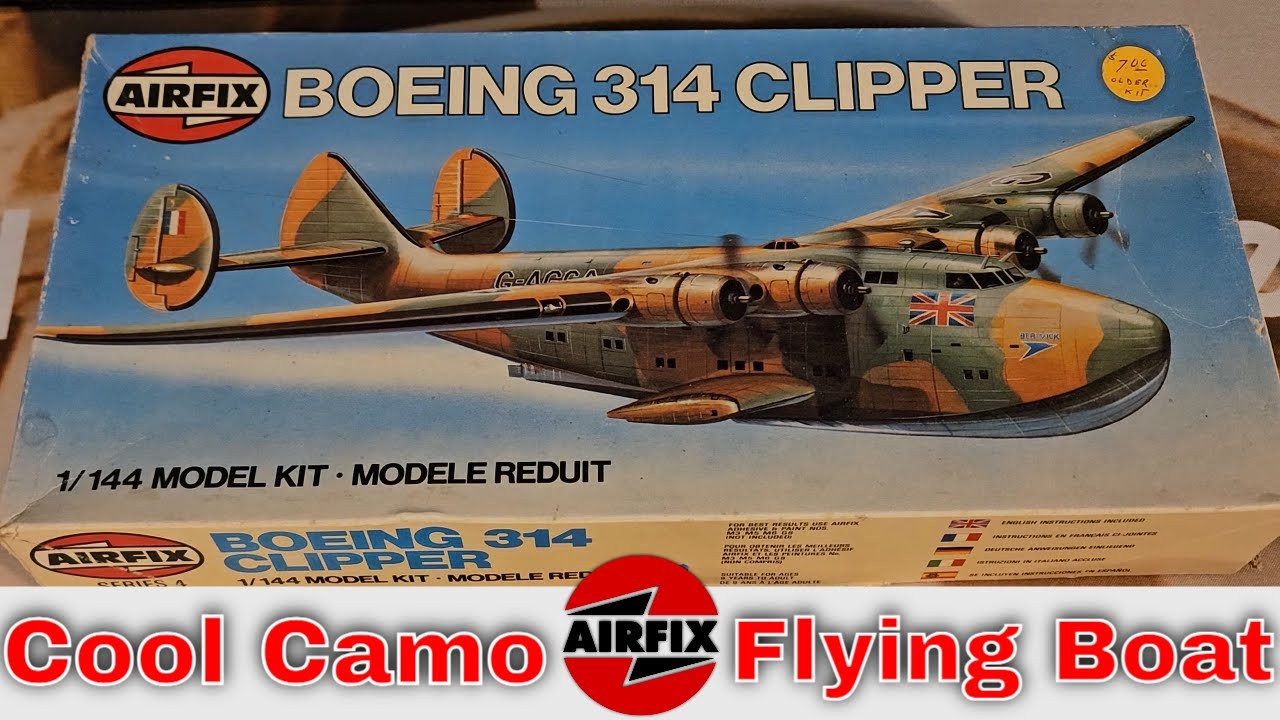 (Из большой коробки моделей eBay) Винтажная распаковка, набор Airfix Boeing 314 Clipper 1/144 041...
