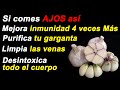 Si comes AJOS así ! Sube la inmunidad 4 veces +, Limpia garganta,  venas, Desintoxica todo el cuerpo