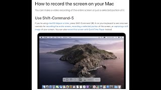 Using quicktime player to record screen on Mac