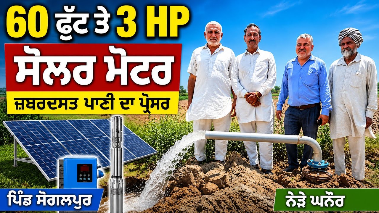 ⁣60 ਫੁੱਟ ਤੇ 3hp ਸੋਲਰ ਮੋਟਰ,ਪਿੰਡ ਸੋਗਲਪੁਰ ਨੇੜੇ ਘਨੌਰ ਜ਼ਿਲਾ ਪਟਿਆਲਾ @jimidarasolar 
