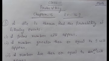 Class 11 || Chapter Probability Ex:-16.3 || Question no.3 Answer.