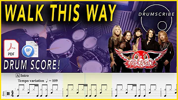 Walk This Way - Aerosmith | DRUM SCORE Sheet Music Play-Along | DRUMSCRIBE