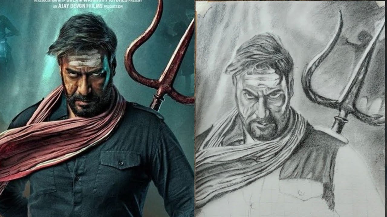 Bhola movie poster drawing easy ll ajay devgan pencil Sketch 😎🥰 