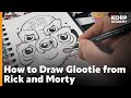 How to draw glootie from rick and morty with uni pin pens