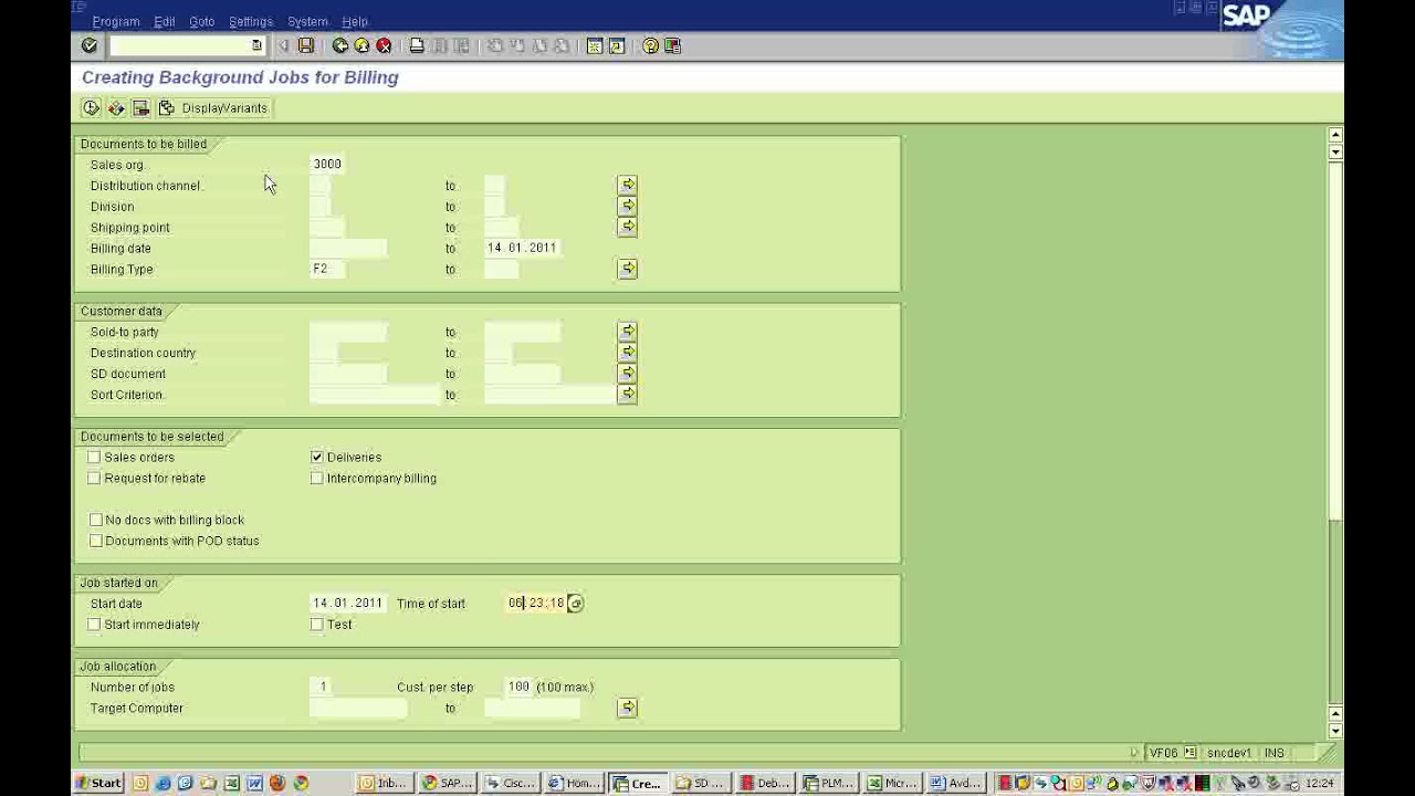 SAP SD Process 12 Batch Jobs & Spool Request