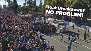 LIKE A PRO! Lincoln-Way Marching Band handles float breakdown - 2019 Rose Parade