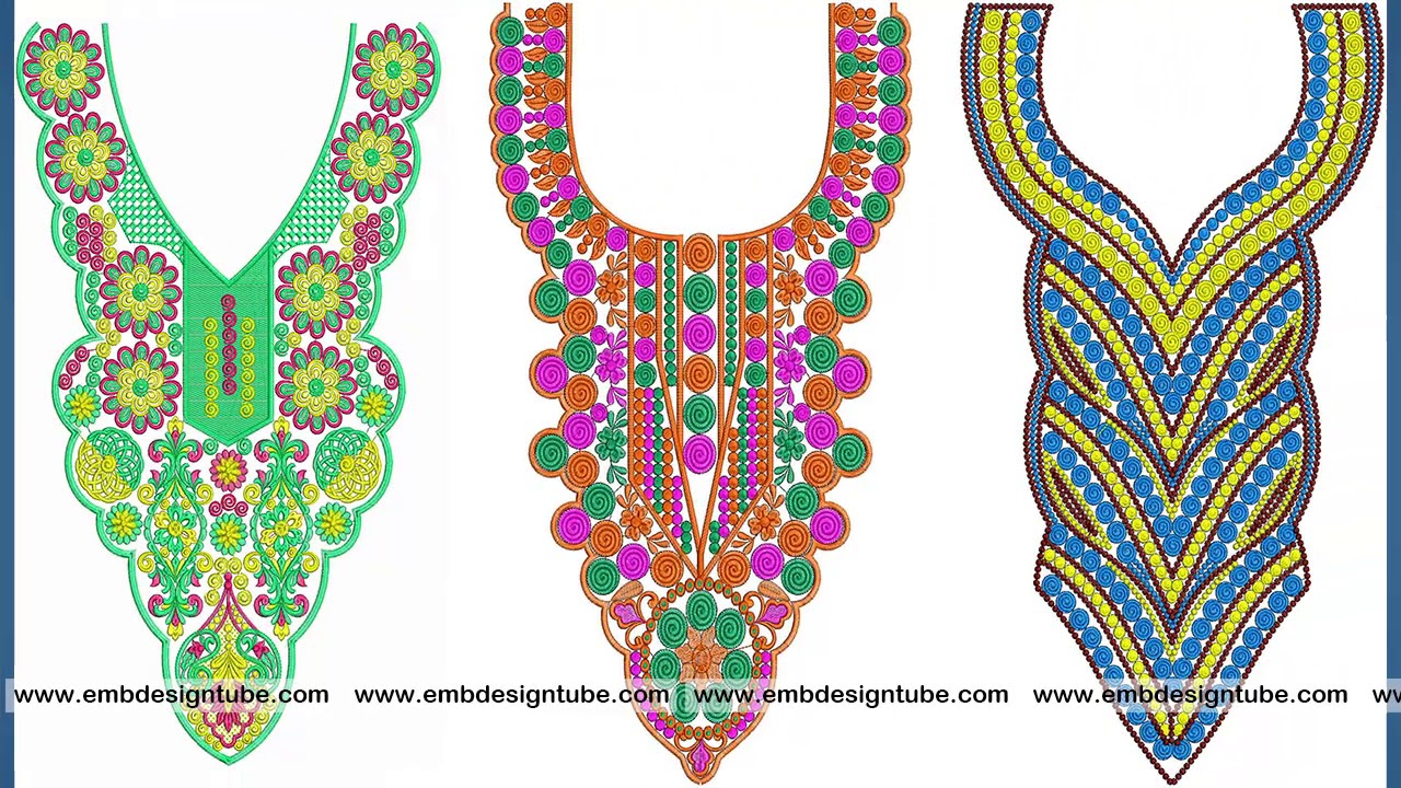 50 Neck Embroidery Designs | June 2018 Bulk Download 