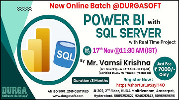 POWER BI with SQL SERVER Online Training @ DURGASOFT