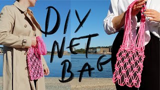 DIY Macrame net bag tutorial | Square knot bag | EASY beginner friendly