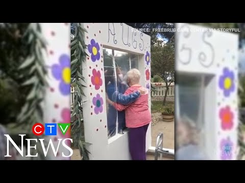 COVID-19-proof hug booth set up at care facility