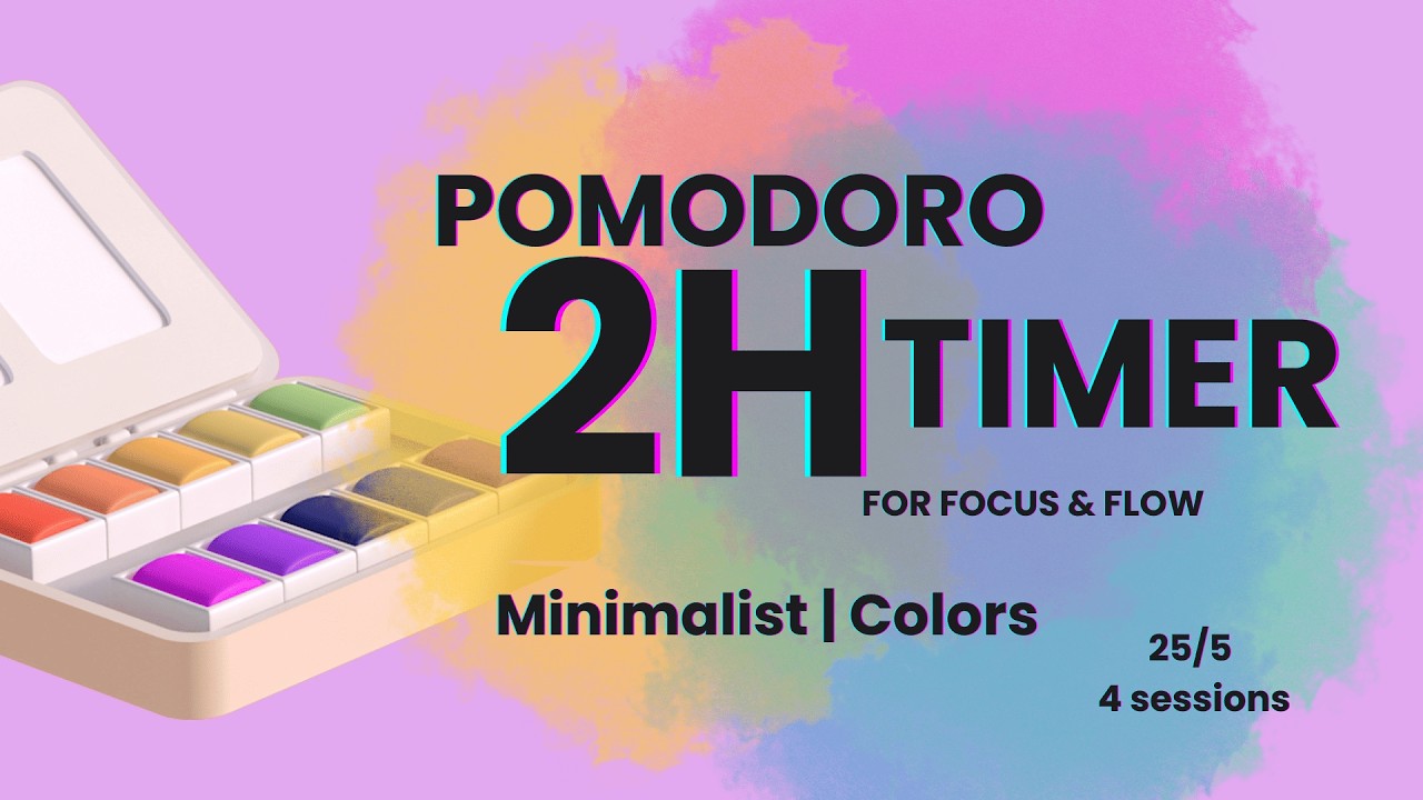 Pomodoro Timer 2H – 25/5 | No music | Colors | Lilac