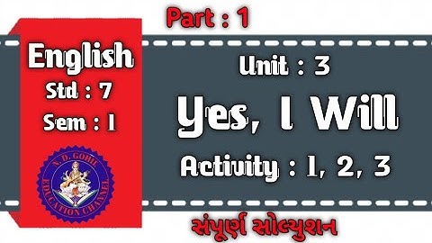 Dhoran 7 Sem 1 Path 3 Yes I will Activity 1 2 3 solution