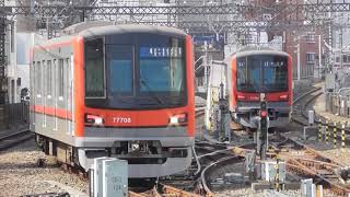 東急中目黒駅 平日ラッシュ時 東京メトロ日比谷線の60秒間隔の入れ替え