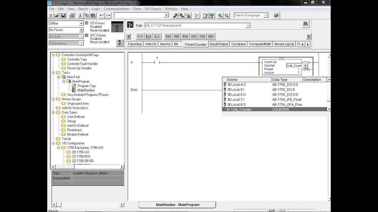 plclogix 5000 tutorial 2 working with tags plc technician ii studio 5000 learn ladder logic rslogix micro