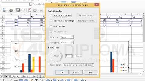 Display the value data labels as percentage on the active chart.