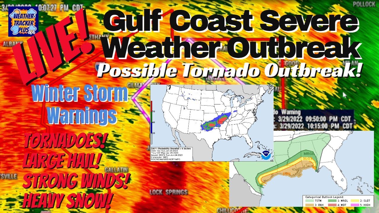 🔴 Live! Gulf Coast Severe Weather - Winter Storm Warnings - Possible ...