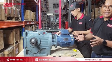 Hộp giảm tốc tải nặng K97 lắp đặt motor điện Hyosung 4kw
