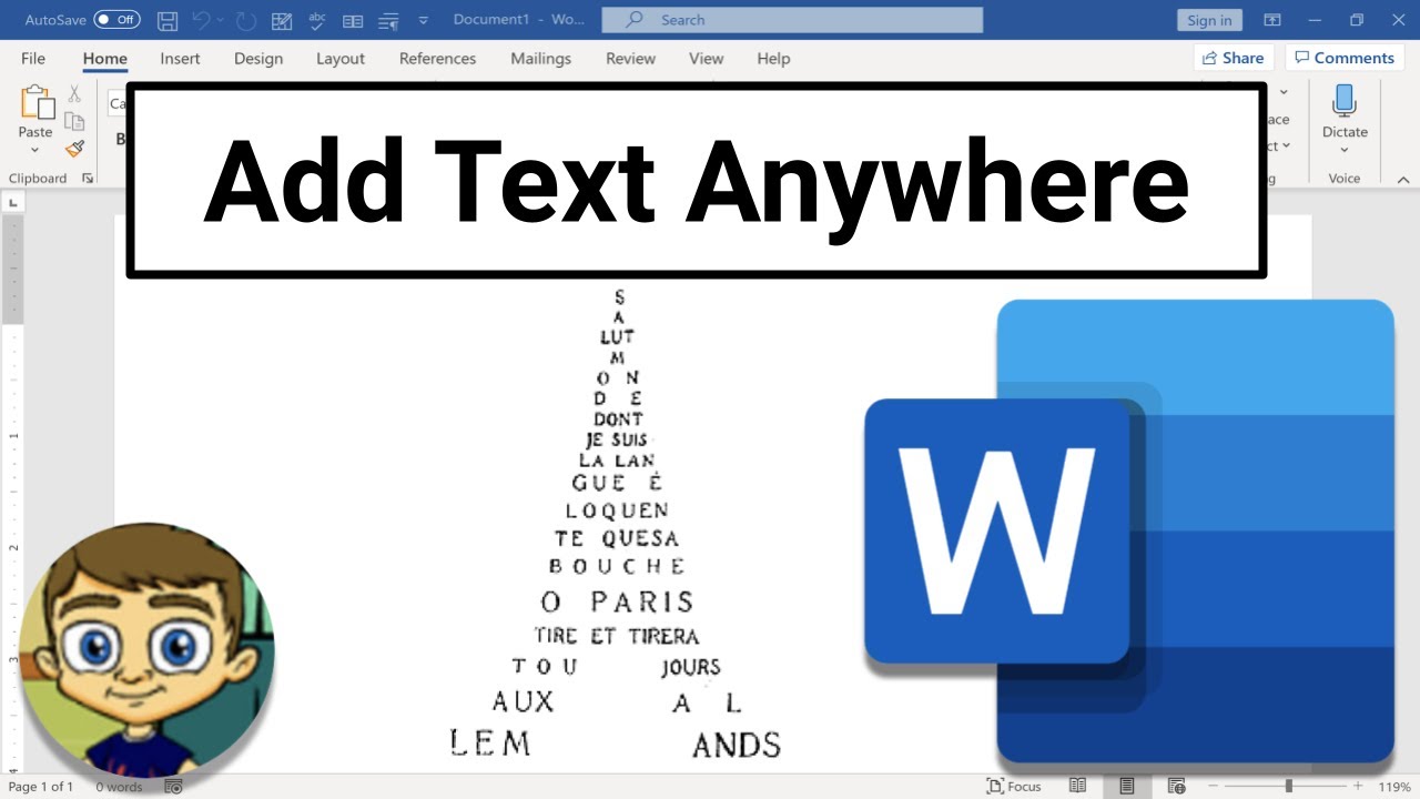 Add Text Anywhere in Microsoft Word
