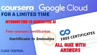 Introduction to Generative AI, All Quiz Answers.#coursera#learnerspoint #courseraquizanswrs#learning