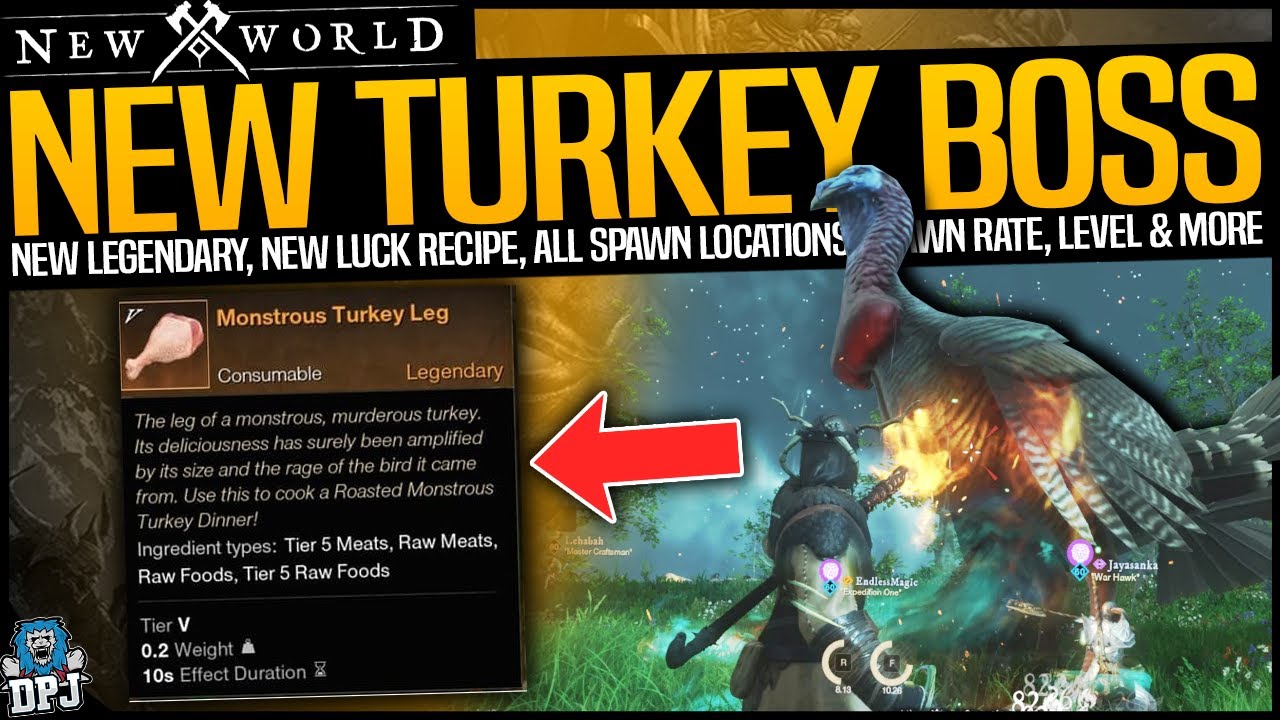 New World TURKEY BOSS All Locations, LEGENDARYS & Spawn Rates  - Turkulon Feathered Avenger Of Death