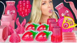 ASMR Strawberry Dessert, Raspberry Jelly, Edible Perfume Bottle, Sour Strips Mukbang 먹방