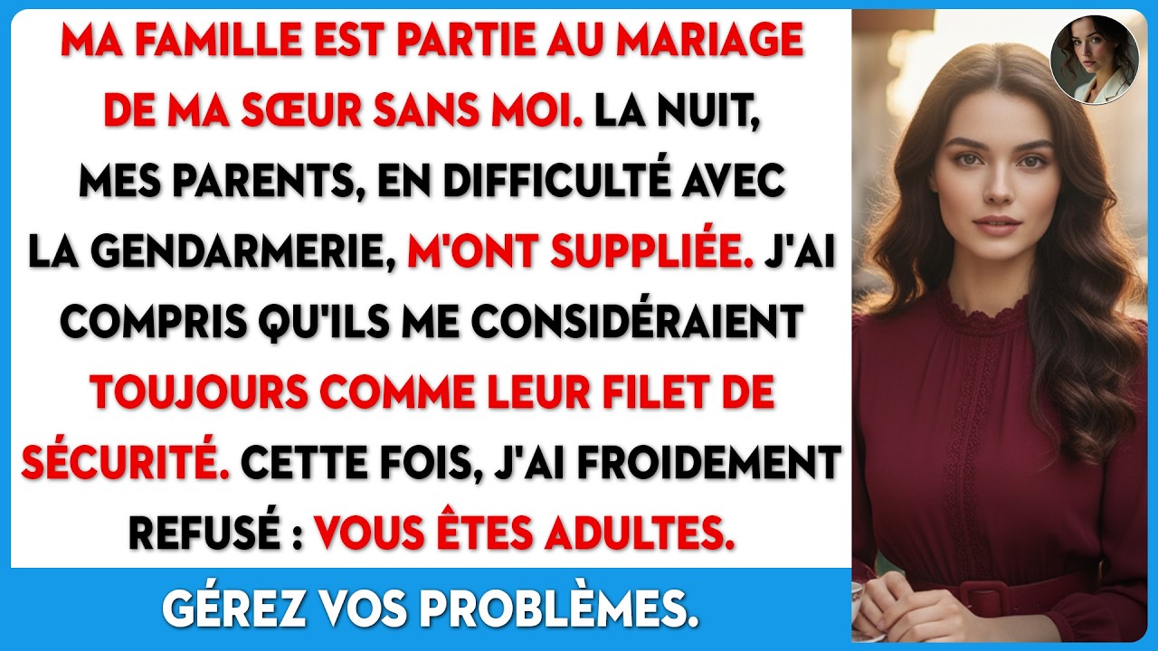 À 1h17, mon téléphone a explosé. Ma famille, partie au mariage de luxe de ma sœur sans m’inviter, paniquait : une voiture de collection avait percuté une fontaine dans un château de la Loire, et...